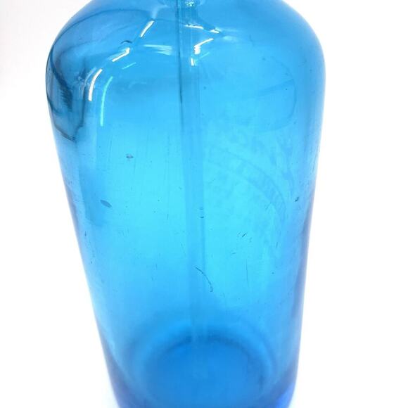 Rare Vintage Lincoln Bottle Works Brooklyn Blue Glass Soda Water Siphon Bottle - Picture 6 of 6